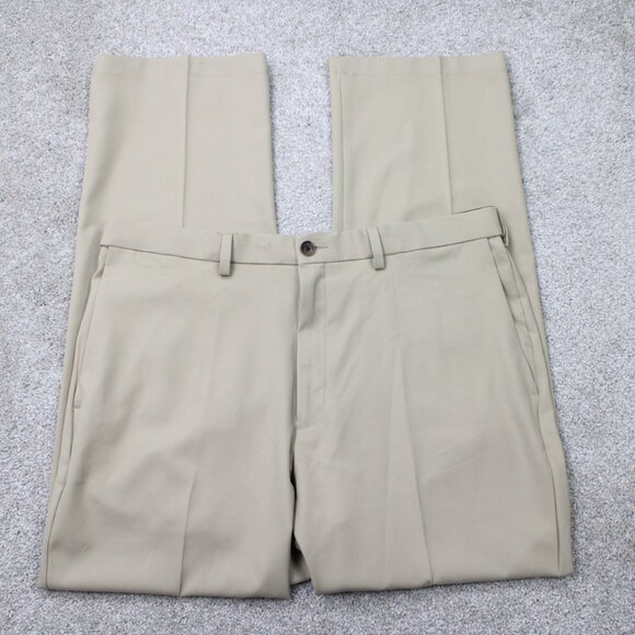 Haggar Pants NWT Mens 38x32 Beige Cool Pro 18 Comfort 4 Way Stretch No Iron - Picture 1 of 13